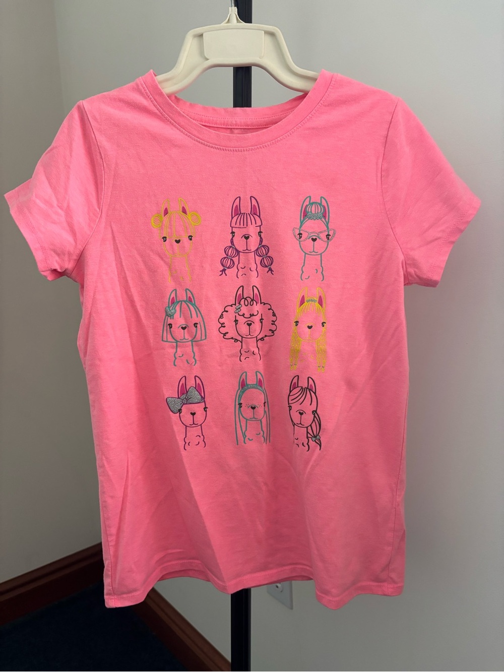 Cat & Jack Bright Pink Llama Graphic Short Sleeve Tee